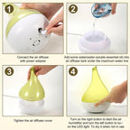 Step-by-step instructions for using an air diffuser with text overlay.