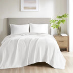 White Cotton Waffle Blanket