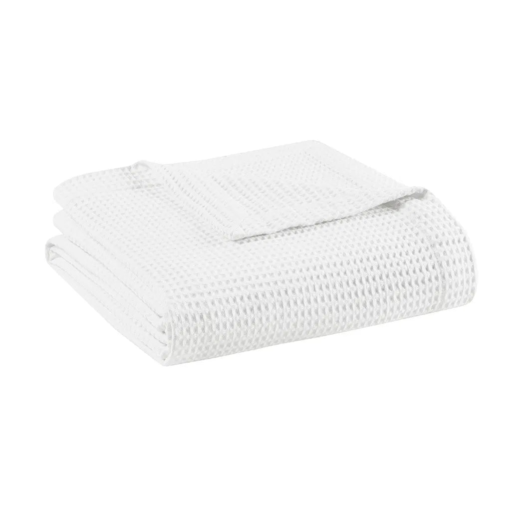 White Cotton Waffle Blanket